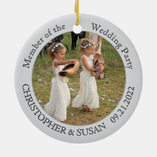 Hochzeitsfeier Custom Foto Keramik Ornament (Hinten)