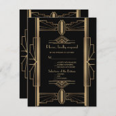 Hochzeitsfeier der goldenen 20er Jahre RSVP Karte (Vorne/Hinten)