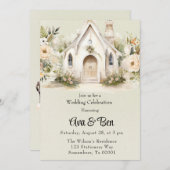 Hochzeitsfeier der hellgrünen Weißen Kirche Einladung (Vorne/Hinten)