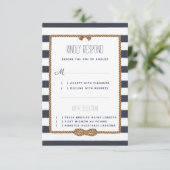 Hochzeitsfeier der Navy & White Watercolor RSVP Karte (Stehend Vorderseite)