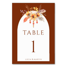 Hochzeitsfeier der Wilden Flora Monte Terracotta Tischnummer