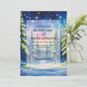 Hochzeitsfeier des Wasserfarbenwaldes mit Schneeba Einladung (Stehend Vorderseite)