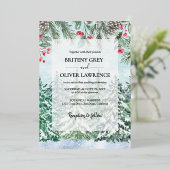 Hochzeitsfeier des Wasserfarbenwaldes mit Schneeba Folieneinladung (Stehend vorne)