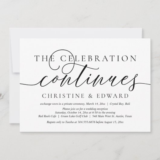 Hochzeitsfeier, die Feier wird fortgesetzt Einladung (Vorderseite)