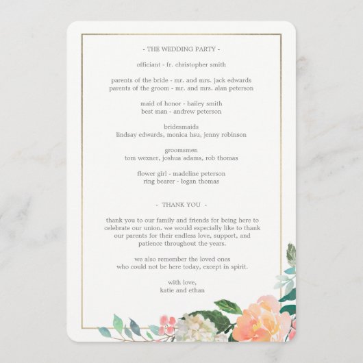 Hochzeitsfeier Doppelsiebenblütenprogramm Programm (Rückseite)