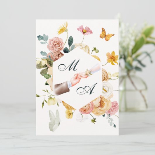 Hochzeitsfeier Einladung (Stehend Vorderseite)