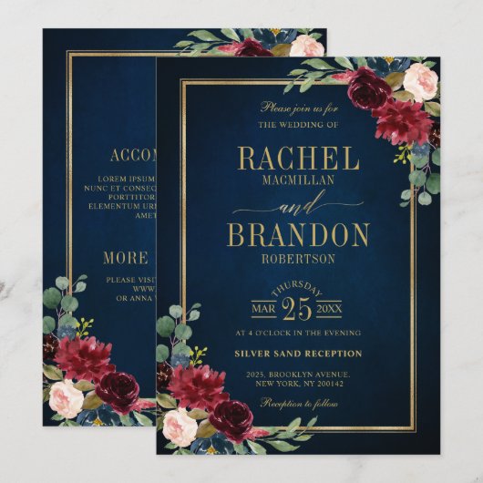 Hochzeitsfeier Einladung (Vorne/Hinten)