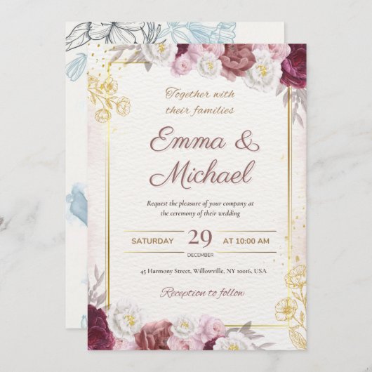 Hochzeitsfeier Einladung (Vorne/Hinten)