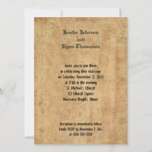 Hochzeitsfeier Einladung (Rückseite)