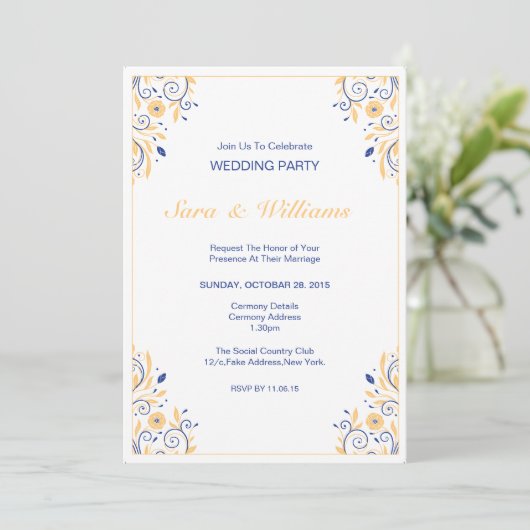 Hochzeitsfeier Einladung (Stehend Vorderseite)