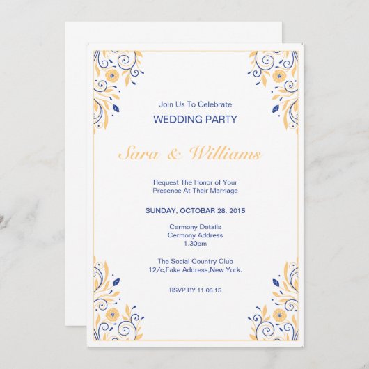 Hochzeitsfeier Einladung (Vorne/Hinten)