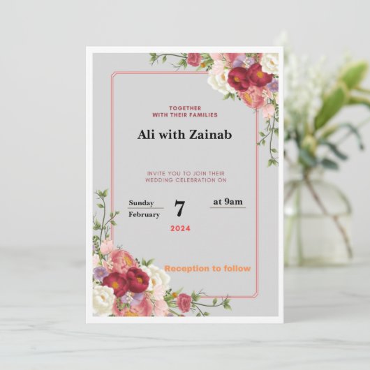 Hochzeitsfeier Einladung (Stehend Vorderseite)