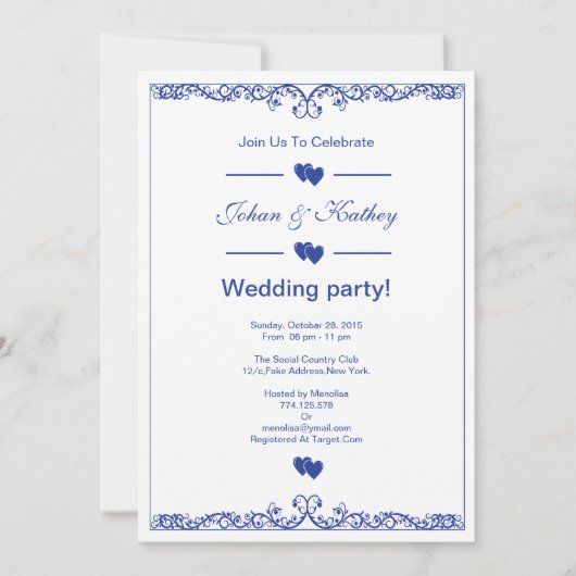 Hochzeitsfeier Einladung (Vorderseite)