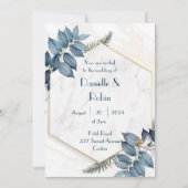 Hochzeitsfeier Einladung Blätter Marmorhexagon (Vorderseite)