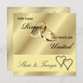 Hochzeitsfeier Einladung Gold Rings (Vorne/Hinten)