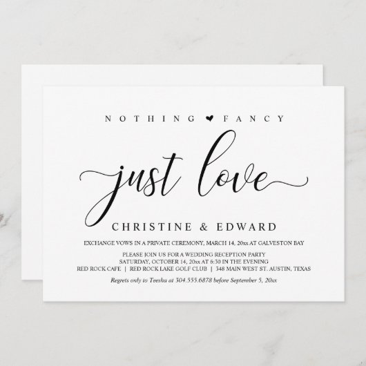 Hochzeitsfeier, elegantes Empfang Party Invita Einladung (Vorne/Hinten)