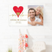 Hochzeitsfeier Elegantes Herzens Minimal Gold Rote Banner (Insitu)