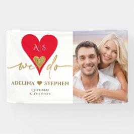 Hochzeitsfeier Elegantes Herzens Minimal Gold Rote Banner