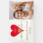 Hochzeitsfeier Elegantes Herzens Minimal Gold Rote Banner (Vertikal)