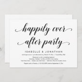 Hochzeitsfeier, elegantes schwarzes Script Einladung (Vorne/Hinten)