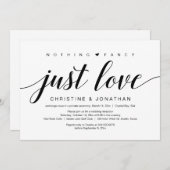 Hochzeitsfeier, elegantes schwarzes Script Einladung (Vorne/Hinten)