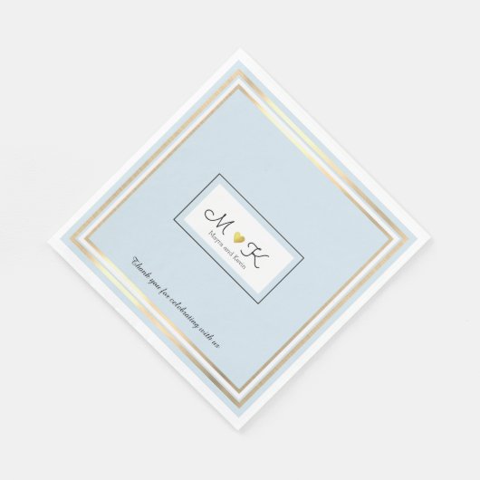 Hochzeitsfeier Empfang blass blau Serviette (Ecke)