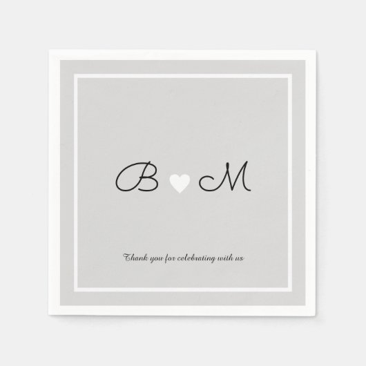 Hochzeitsfeier Empfang grau Serviette (Vorderseite)