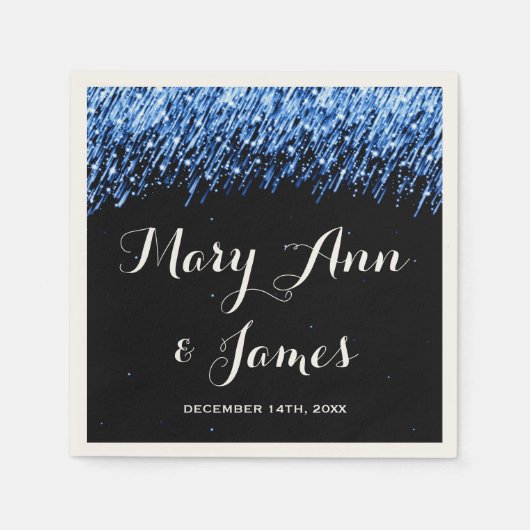 Hochzeitsfeier Fallende Sterne "Sapphire Blue" Serviette (Vorderseite)