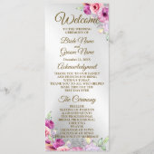 Hochzeitsfeier Farbenfroh Rosa Blütengolden Programm (Vorderseite)