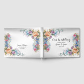 Hochzeitsfeier Farbenfrohe rosa Blume Elegante Mod Gästebuch (Voll)