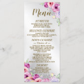 Hochzeitsfeier farbenfrohe rosa, florale goldene R Menükarte (Vorderseite)