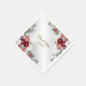 Hochzeitsfeier Farbenfrohe Rote Blütensilber Serviette (Ecke)