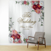 Hochzeitsfeier Farbenfrohe Rote Blütensilber Wandteppich (Beispiel)