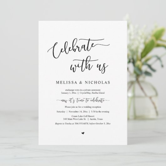 Hochzeitsfeier, Feiern mit uns, Lässig Einladung (Stehend Vorderseite)