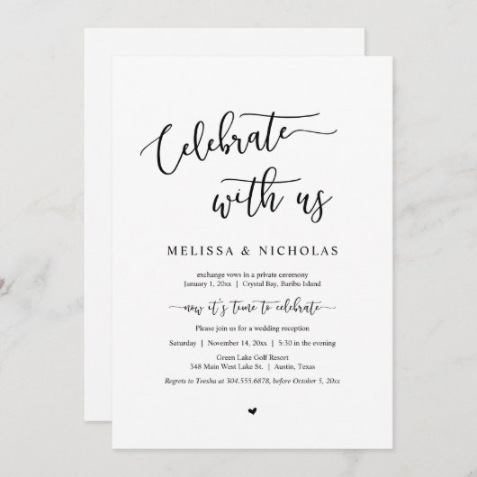 Hochzeitsfeier, Feiern mit uns, Lässig Einladung (Vorne/Hinten)