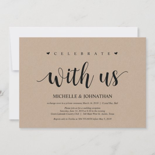 Hochzeitsfeier, feiern Sie mit uns Einladungen (Vorderseite)