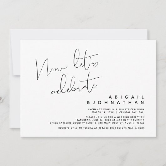 Hochzeitsfeier, feiern wir jetzt einladung (Vorderseite)