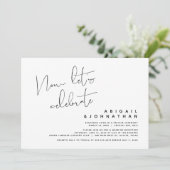 Hochzeitsfeier, feiern wir jetzt einladung (Stehend Vorderseite)