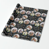 Hochzeitsfeier Foto Collage Elegantes Blau Geschenkpapier (Ungerollt)