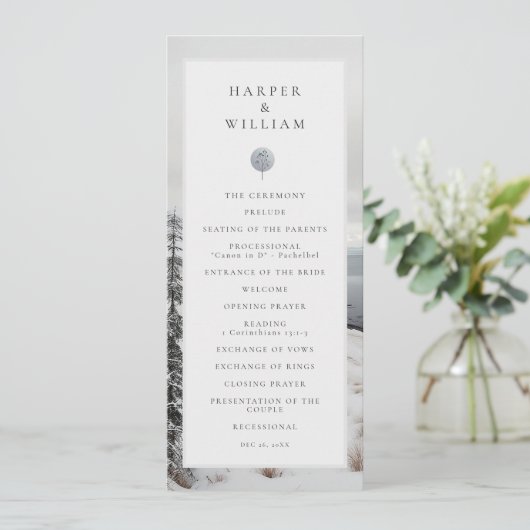 Hochzeitsfeier Foto Landschaft Hochzeitsprogramm Einladung (Stehend Vorderseite)