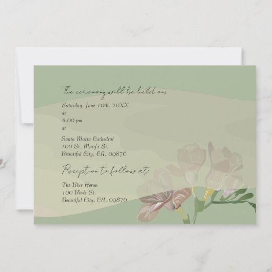 Hochzeitsfeier Fresia Einladung (Rückseite)