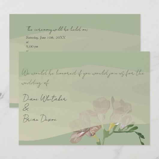 Hochzeitsfeier Fresia Einladung (Vorne/Hinten)