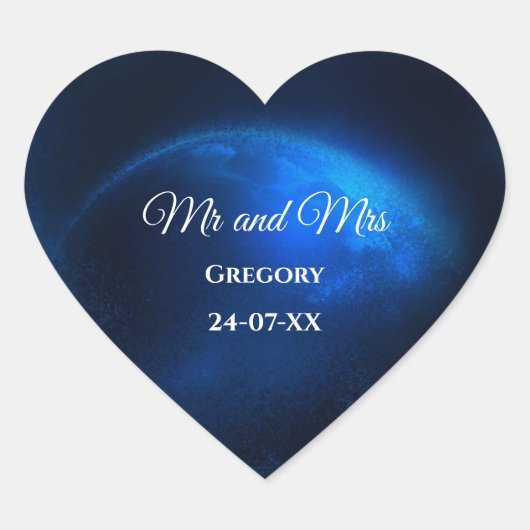 Hochzeitsfeier Full Blue Moon & Stars Mitternacht Herz-Aufkleber (Vorderseite)