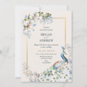 Hochzeitsfeier für Blaupfauenvögel Einladung (Vorderseite)