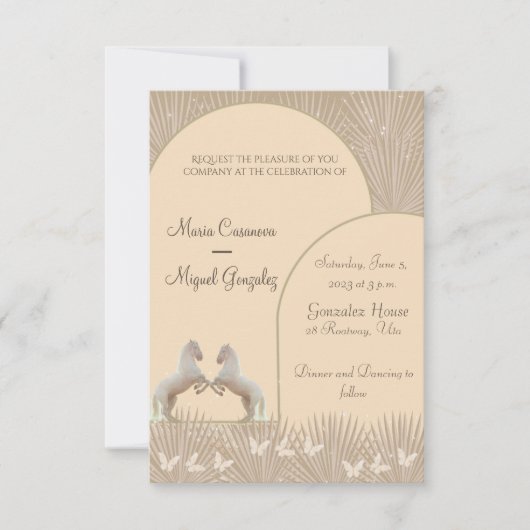 Hochzeitsfeier für Boho Pferde Liebe (Vorderseite)