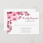 Hochzeitsfeier für Burgund und Wasserfarben RSVP Karte (Vorne/Hinten)