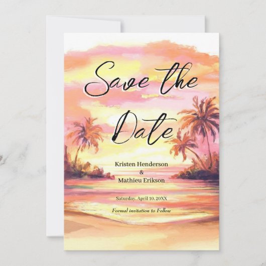 Hochzeitsfeier für den digitalen Strand Save The Date (Vorderseite)