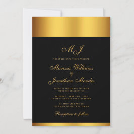 Hochzeitsfeier für die Black Gold Border Einladung