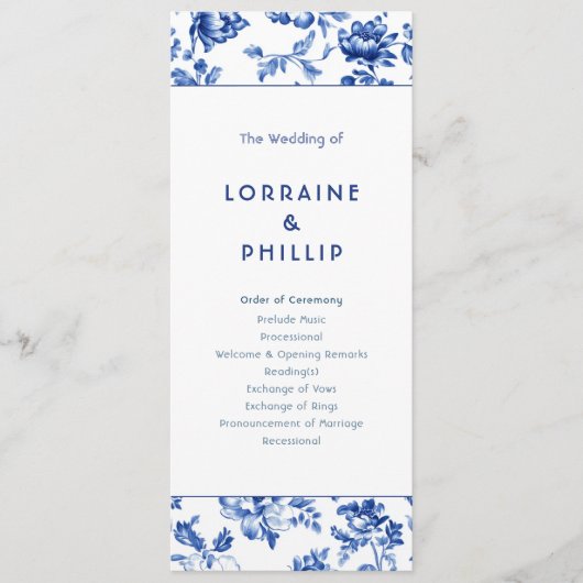 Hochzeitsfeier für die Blaue Flora Programm (Vorderseite)