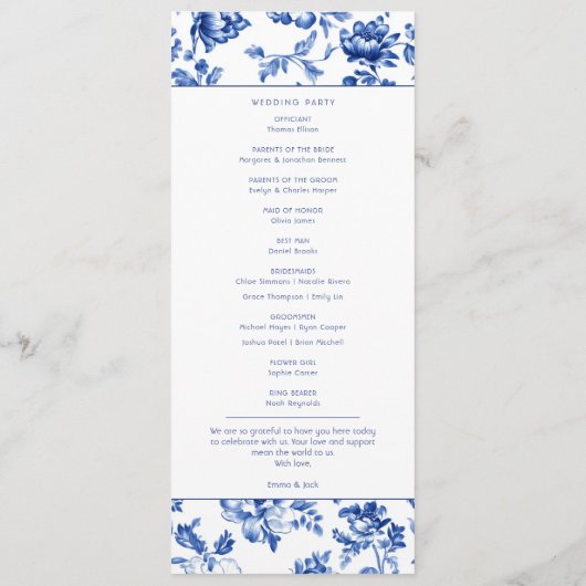 Hochzeitsfeier für die Blaue Flora Programm (Rückseite)